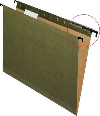 Pendaflex SureHook® 5-Tab Hanging File Folders, Letter Size, Green, 20/Box (6152 1/5)