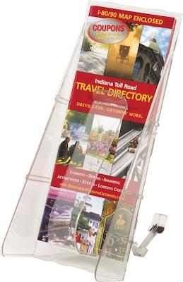 Deflecto Desktop Stand-Tall® Display, Leaflet Size, Clear, 11 3/4H x 4 9/16W x 5 1/4D