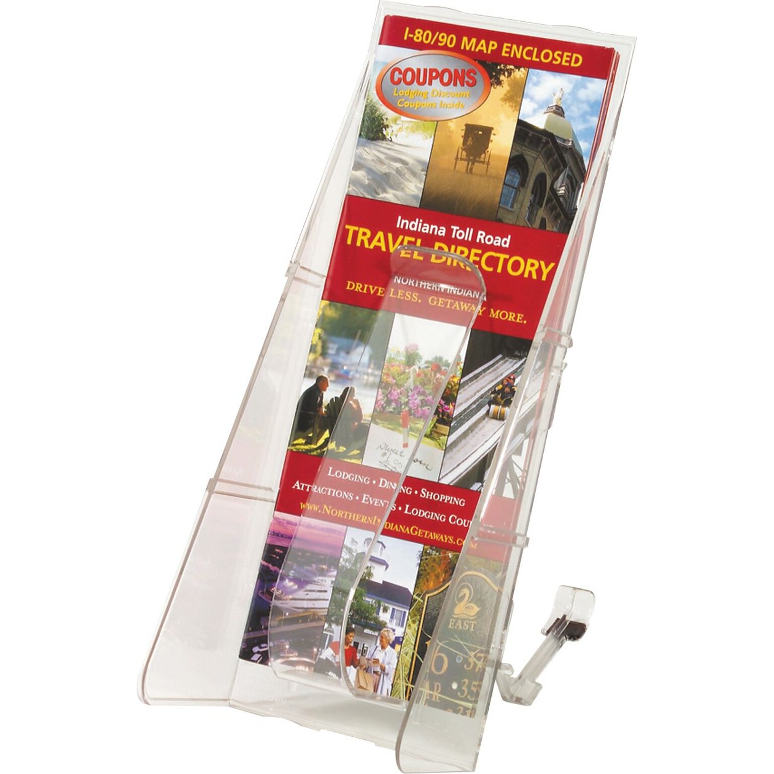 Deflecto Desktop Stand-Tall® Display, Leaflet Size, Clear, 11 3/4H x 4 9/16W x 5 1/4D
