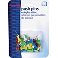 OIC Push Pins, Plastic, Assorted Colors, 20/Pack (OIC92600)