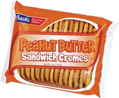 Basils Bavarian Bakery® Peanut Butter Sandwich Cremes Cookies, 5 oz. Bags, 24 Bags/Box