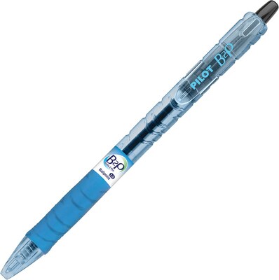 Pilot B2P Bottle 2 Pen Retractable Ball Point Pens, Medium Point, 1.0 mm, Black Ink/Translucent Blue