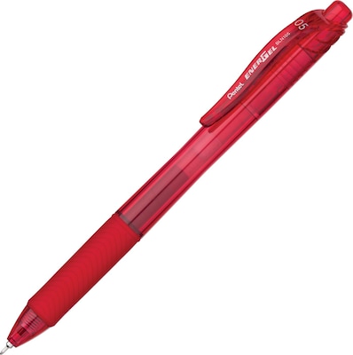 Pentel EnerGel-X Retractable Gel Pens, Fine Point, Red Ink, Dozen (PENBLN105B)