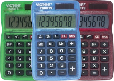 Victor Technology 700-BTS Pocket Calculator with Translucent Bright Colors, 10/Pack