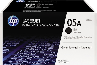 HP 05A Black Standard Yield Toner Cartridge, 2/Pack  (CE505D)