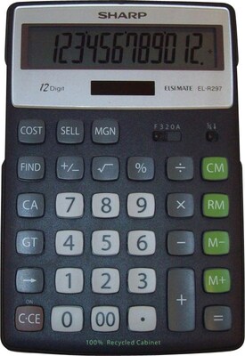Sharp ELR297BBK 12-Digit Desktop Calculator, Black