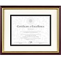 Laminated Wood Document/Certificate Frame w/Mat, 11 x 14, Mahogany/Gold Leaf Edge