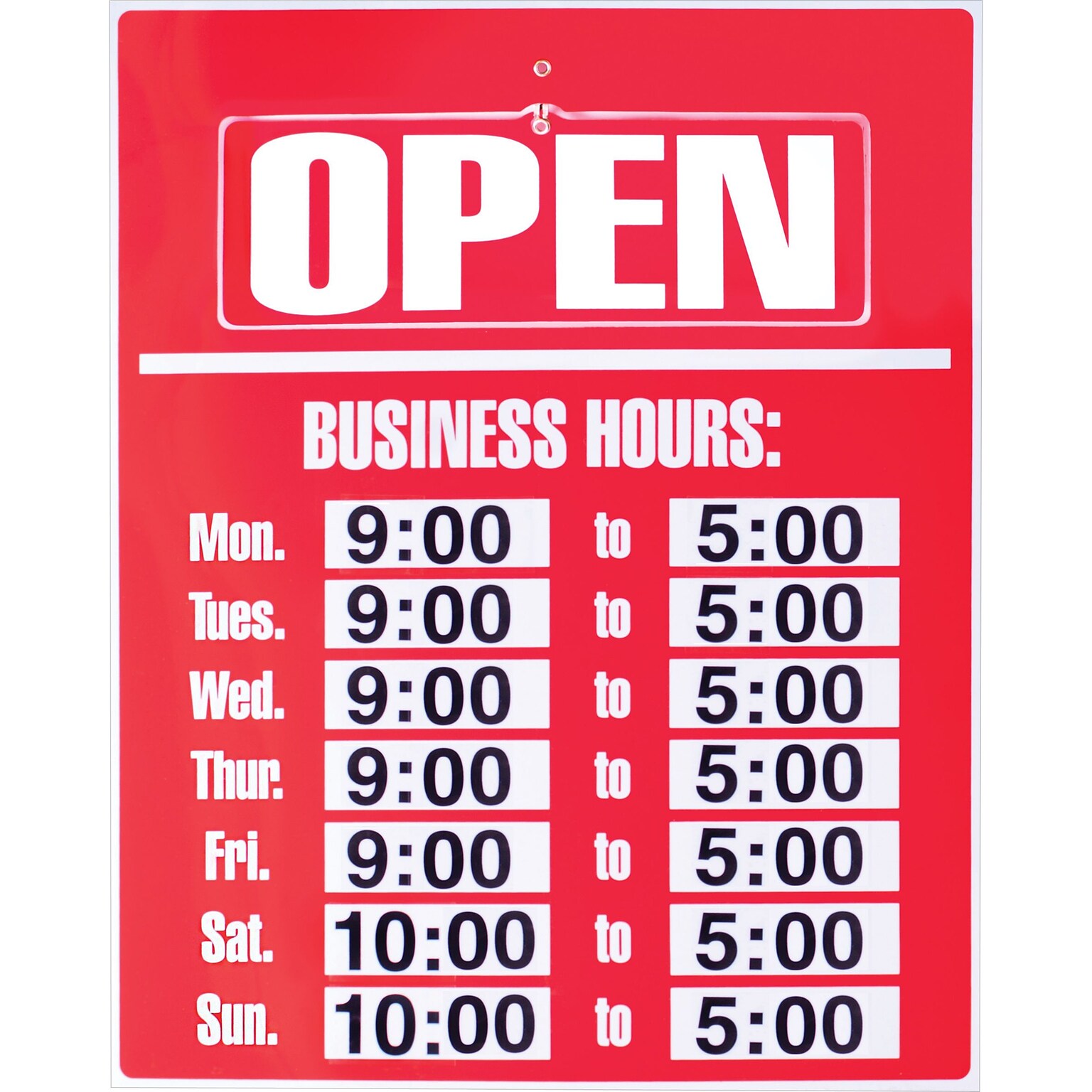 Cosco Open-Closed Business Hours Sign Kit, 19 x 15, Red (098072)