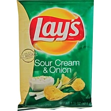 Lays Sour Cream & Onion Potato Chips, 1.5 oz., 64 Bags/Pack (FRI44361)