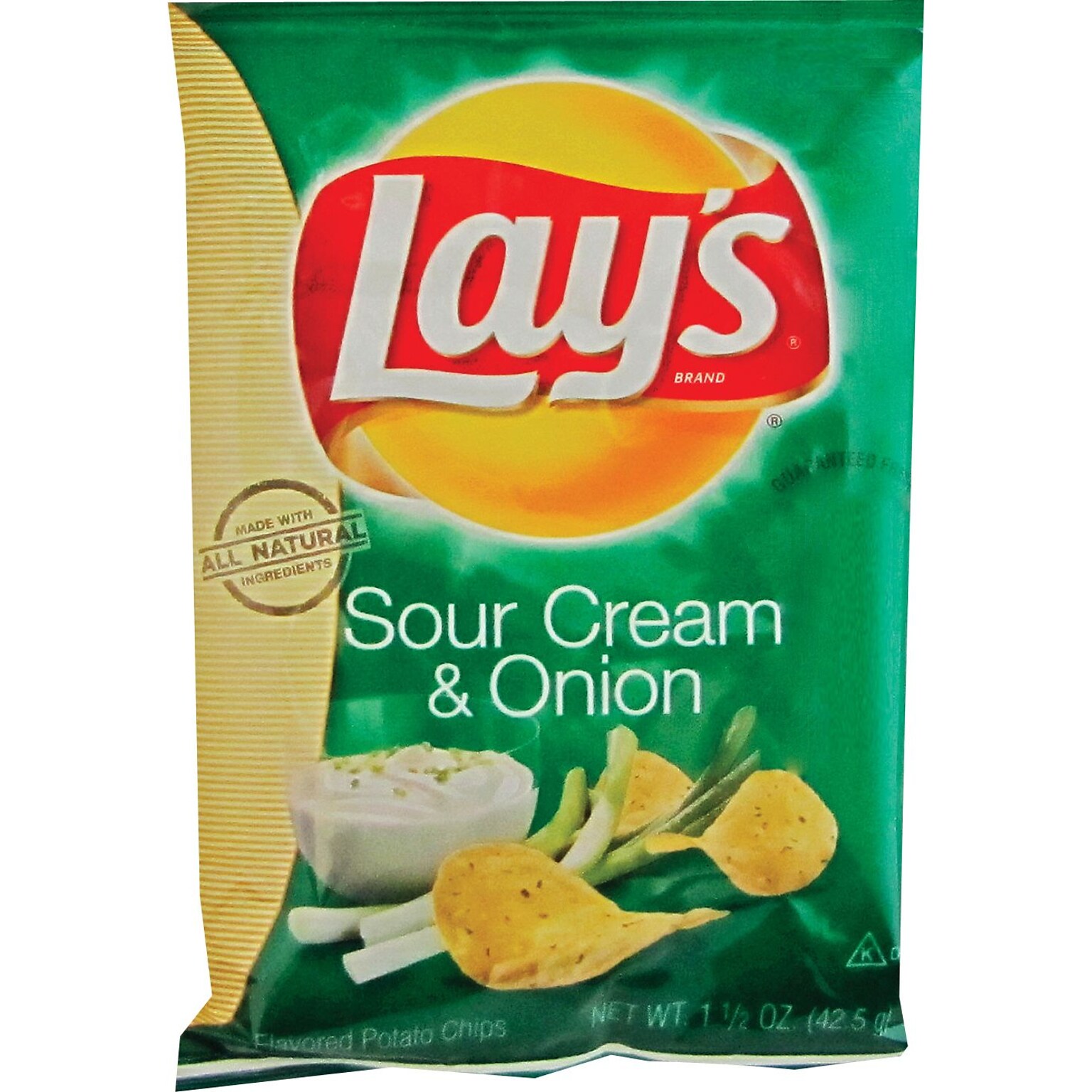 Lays Sour Cream & Onion Potato Chips, 1.5 oz., 64 Bags/Pack (FRI44361)