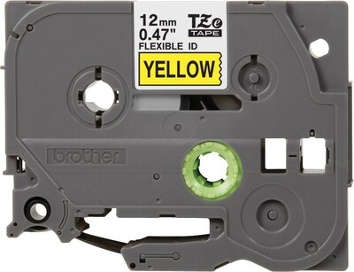 Brother P-touch TZe-FX631 Laminated Flexible ID Label Maker Tape, 1/2" x 26-2/10', Black on Yellow (TZe-FX631)