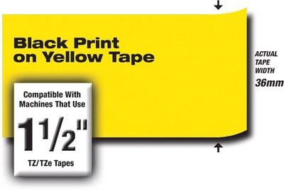 Brother P-touch TZe-S661 Laminated Extra Strength Label Maker Tape, 1-1/2 x 26-2/10, Black on Yell