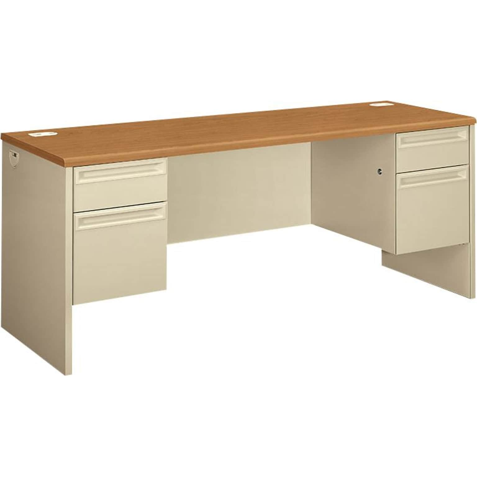 HON® 38000 Series Kneespace Credenza, Harvest Oak/Putty, 72Wx24D