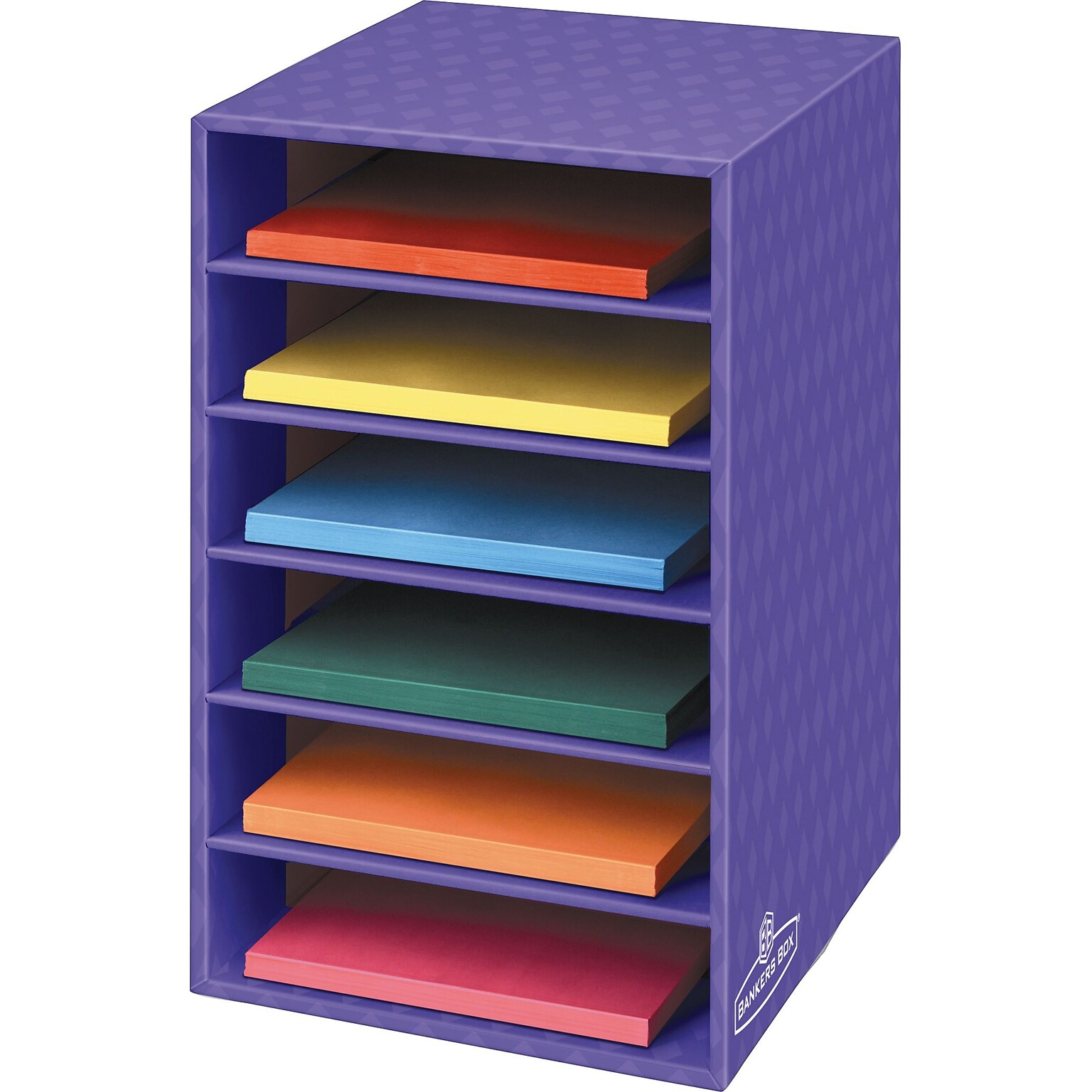 Bankers Box Corrugated 6-Shelf Storage Organizer, 18H x 12W x 13 1/4D, Purple (3381201)