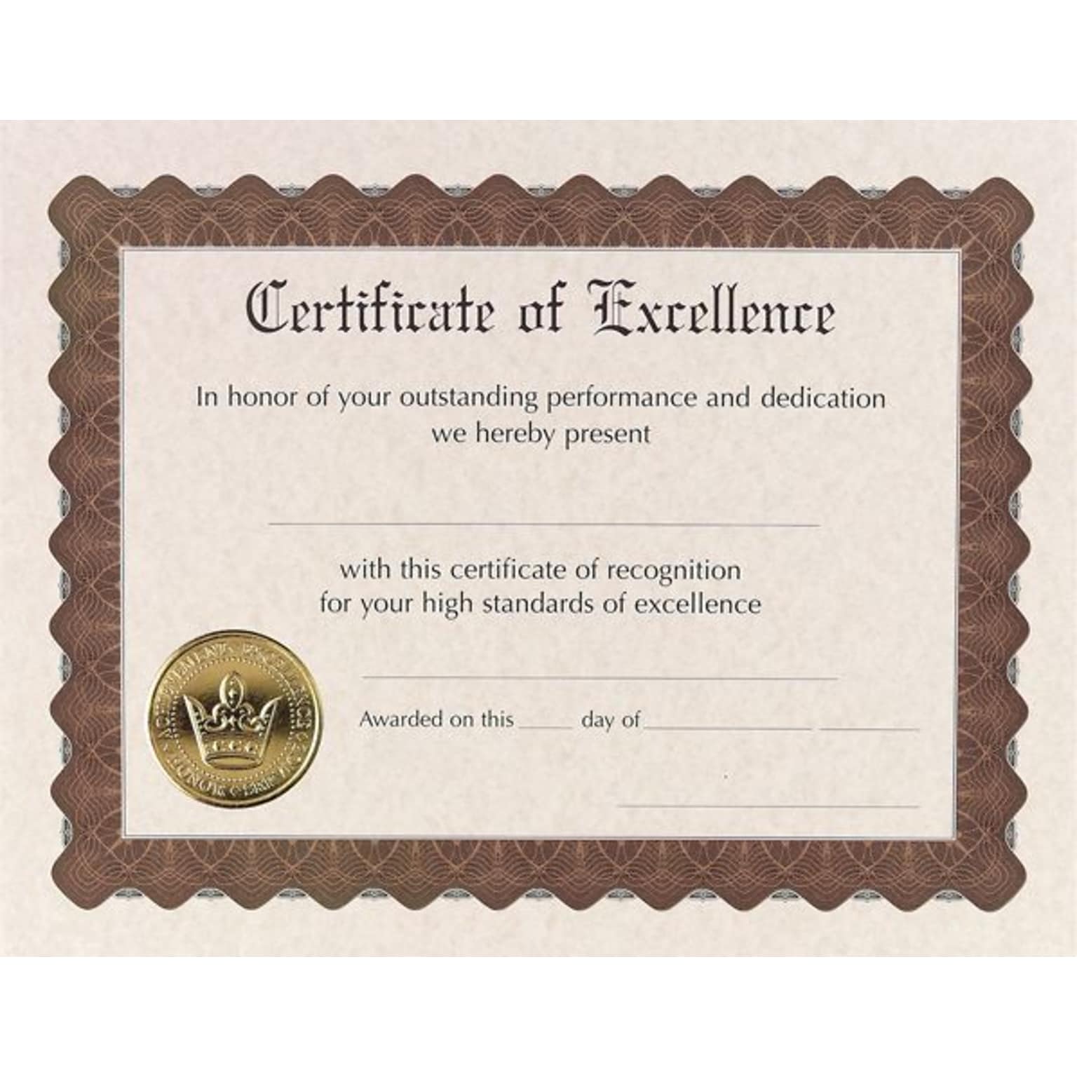 Great Papers! Excellence Award Certificates, 8.5 x 11, Gold Foil, 18/Pack (930600)