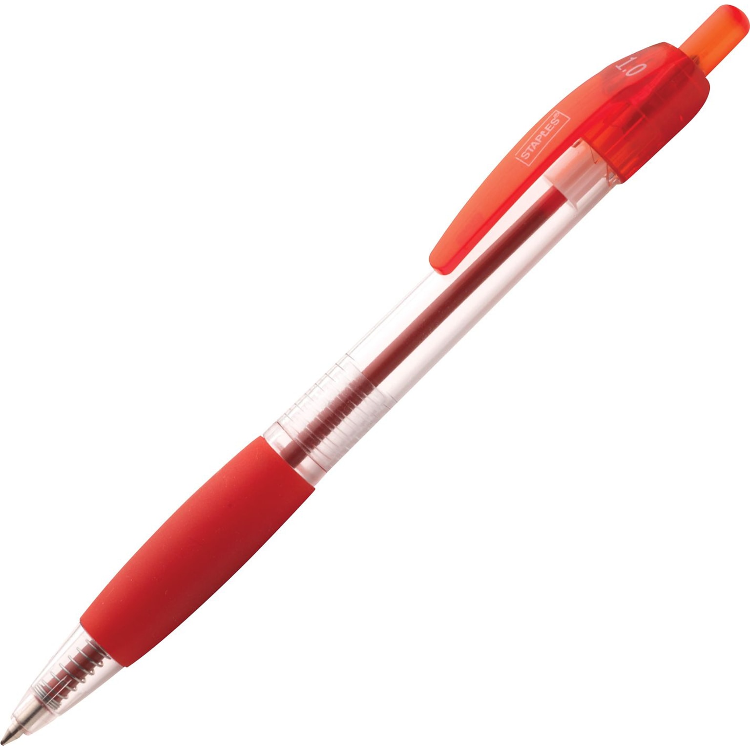 Staples® Retractable Ballpoint Pens, Medium Point, 1.0 mm, Red Ink, 144/Carton (50792CT)