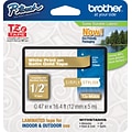 Brother TZe TZEMQ835 Label Maker Tape, 1/2W, White on Gold