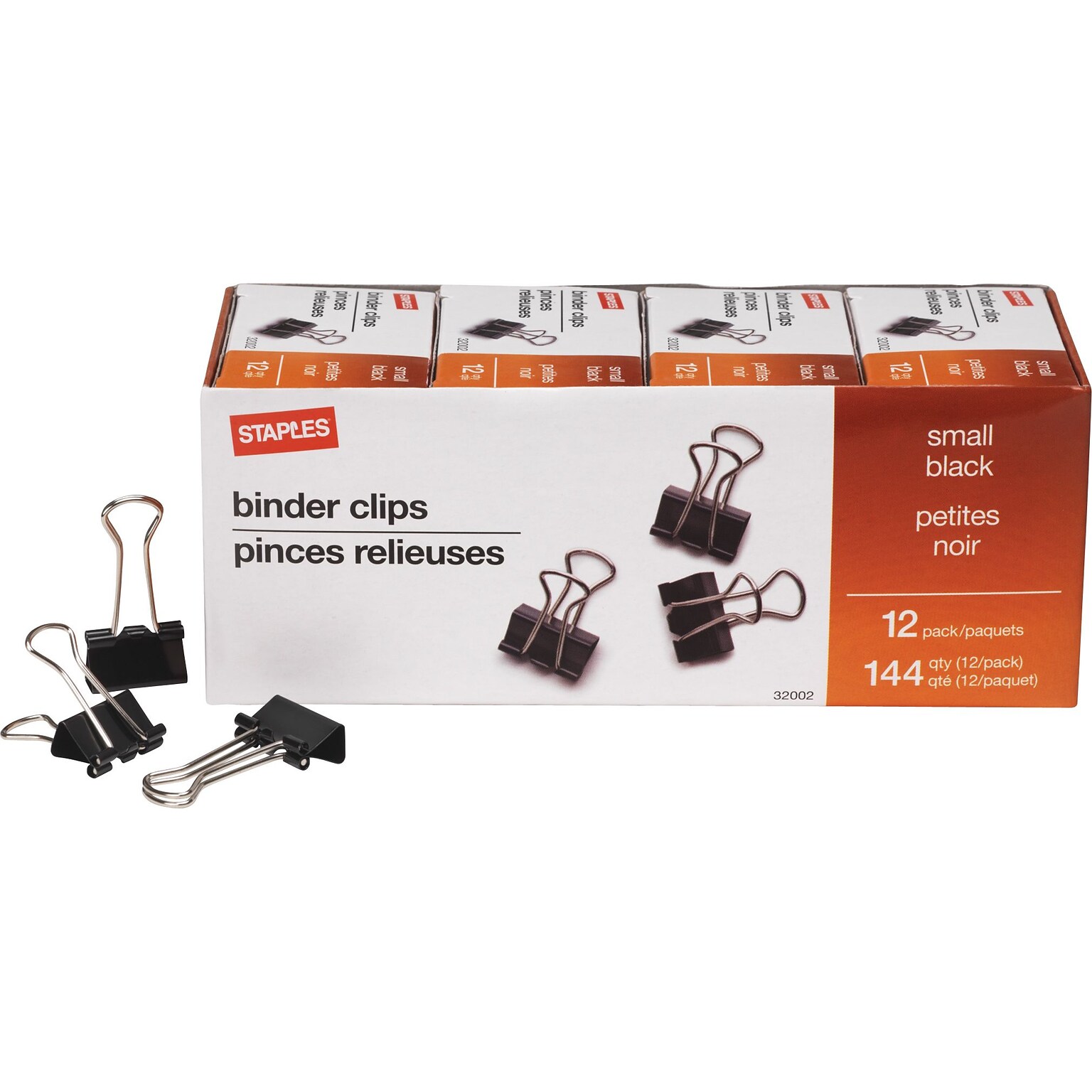 Staples® 0.75W Binder Clips, Small, Black, 144/Pack (ST32002/32002)