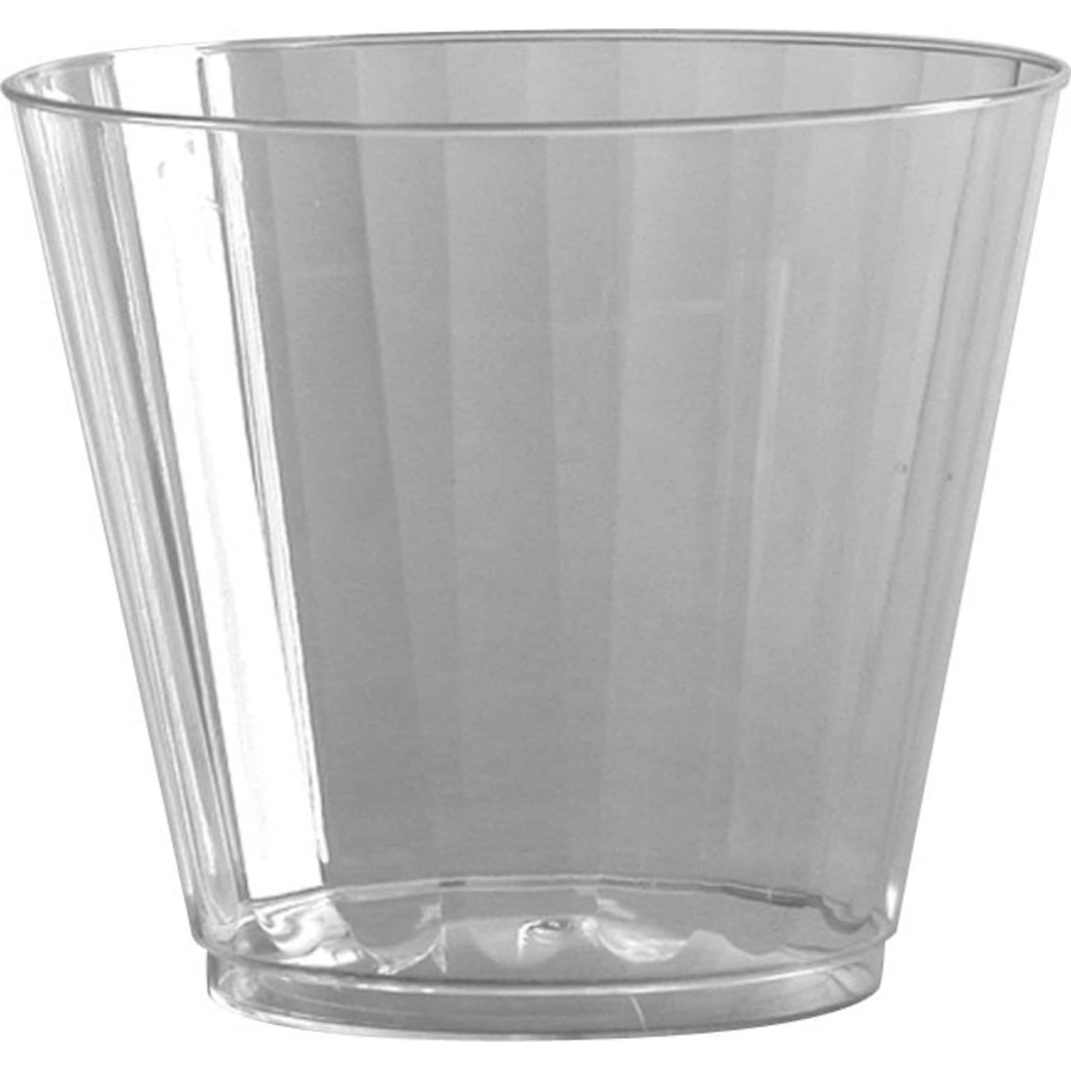 WNA Classic Crystal Plastic Cold Fluted Squat Tumbler, 9 oz., Clear, 20 Cups/Pack, 12 Packs/Carton (WNACC9240)