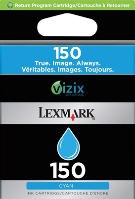 Lexmark 150 Cyan Ink Cartridge, Standard Yield (14N1608)