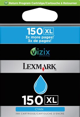 Lexmark 150XL Cyan Ink Cartridge, High Yield (14N1615)