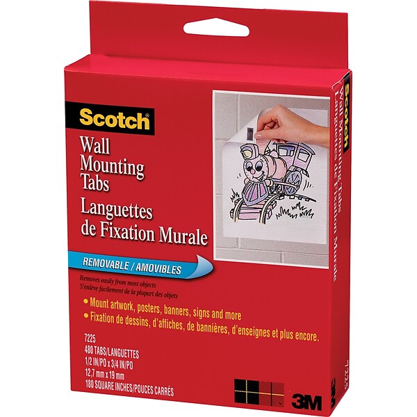 Scotch® Wall Mounting Tabs, 1/2x3/4, 480 Tabs