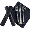 Hoffmaster Cater Wrap Pre Rolled Dinner Napkin with Metallic Cutlery, Black, 100 Sets/Carton