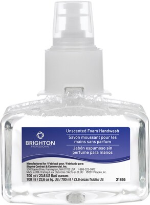 Brighton Professional Foaming Hand Soap Refill for LTX 7 Dispenser, Fragrance Free, 23.6 oz., 3/Carton (21895)