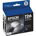 Epson T126 Black High Yield Ink Cartridge, 2/Pack (T126120-D2)