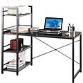 Techni Mobili Modern Tempered Glass Top Computer Workstation with Shelves, Grey