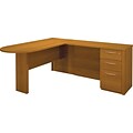 Bestar® Embassy Collection in Cappuccino Cherry, L-Shaped Peninsula Workstation w/ 1 Pedestal