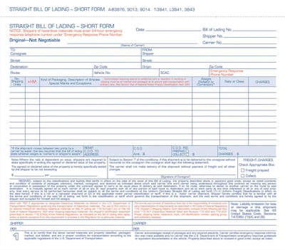 Adams 3-Part Carbonless Bill of Lading, 8-1/2 x 7-7/16, 50 Sets/Book (9013)