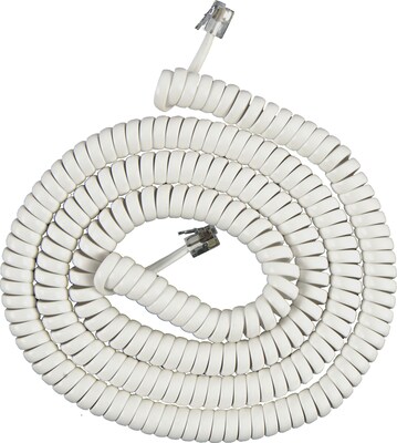 Power Gear 86190 12 Coiled Telephone Line Cord, White
