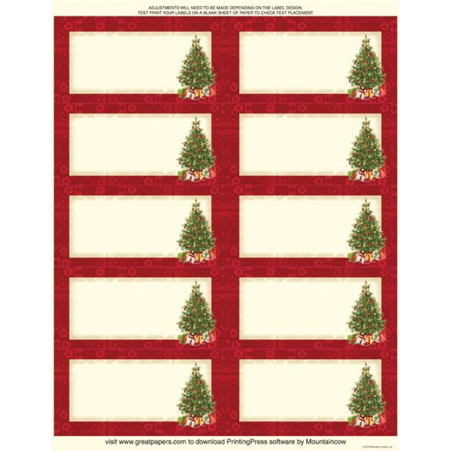 Great Papers® Holiday Shipping Labels Lacy Tree, 60/Count
