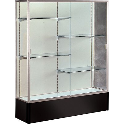 Waddell Spirit Series Display Case, 4-Shelf, Black, 72H x 60W x 16D