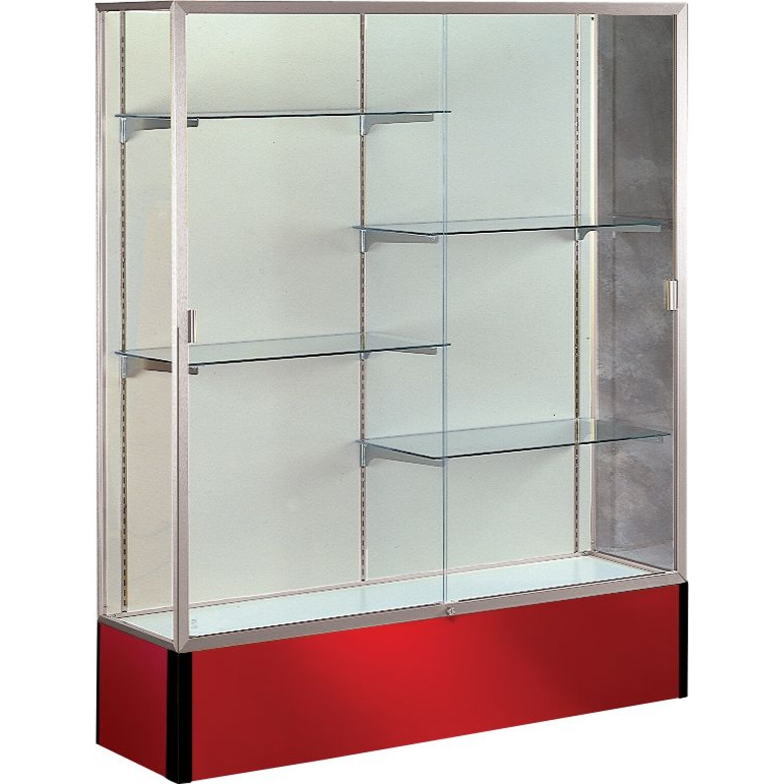 Waddell Spirit Series Display Case, 4-Shelf, Red, 72H x 48W x 16D