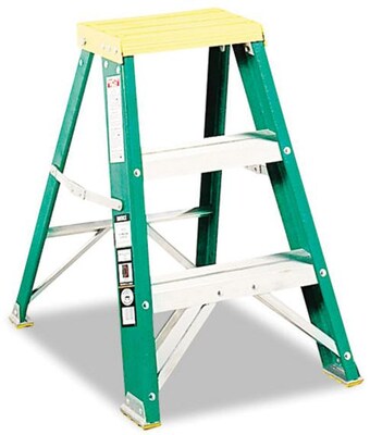 Louisville Folding Fiberglass Locking Two-Step Stool Yellow