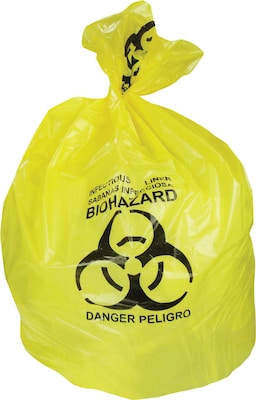 Heritage 30 Gal. Biohazard Liners, Yellow, 43L x 30W, 200/Carton (A6043PY)