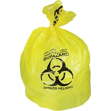 Heritage 30 Gal. Biohazard Liners, Yellow, 43L x 30W, 200/Carton (A6043PY)