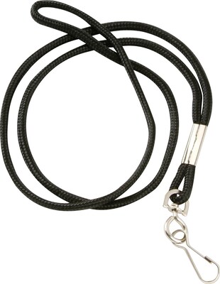 Swingline® GBC® Round Lanyard, Swivel Hook, Nylon, Black, 12 Pack