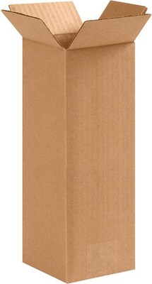4 x 4 x 10 Shipping Boxes, 32 ECT, Brown, 25/Bundle (4410)