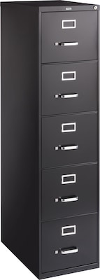 Quill Brand® Commercial 5 File Drawer Vertical File Cabinet, Locking, Black, Letter, 26.5D (21917D)