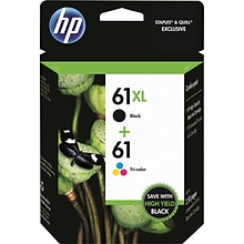 HP 61 Black High Yield and Tri-Color Standard Yield Ink Cartridge, 2/Pack (CZ138FN#140)