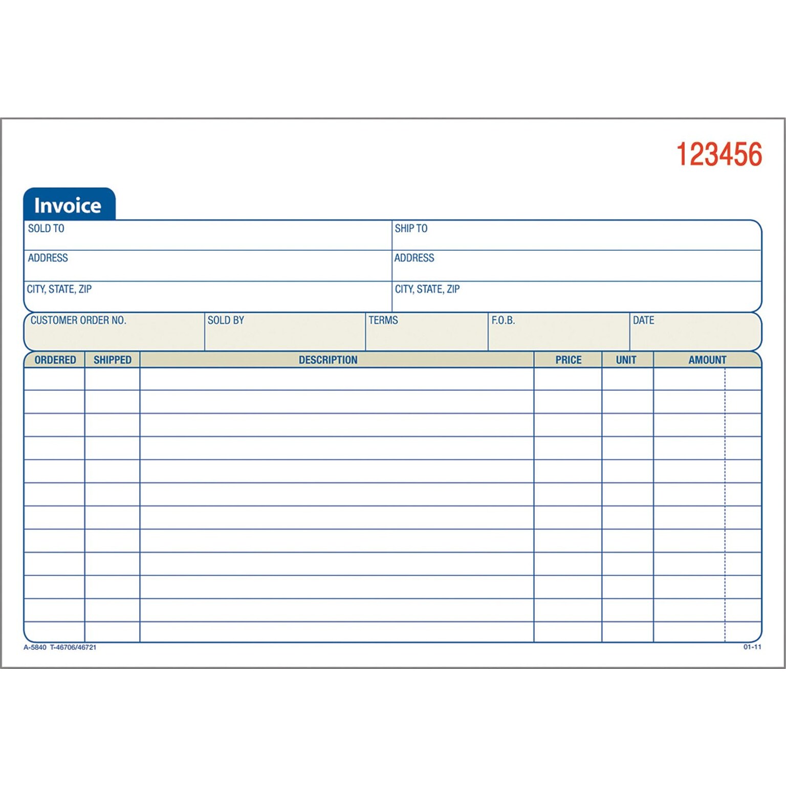 Adams 2-Part Carbonless Invoices, 5.5625 x 8.4375, 50 Sets/Book (DC5840)