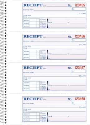 Adams® Carbonless Receipt Book, 3 x 8, 2-Part, 200 Sets/Book (SC1182)