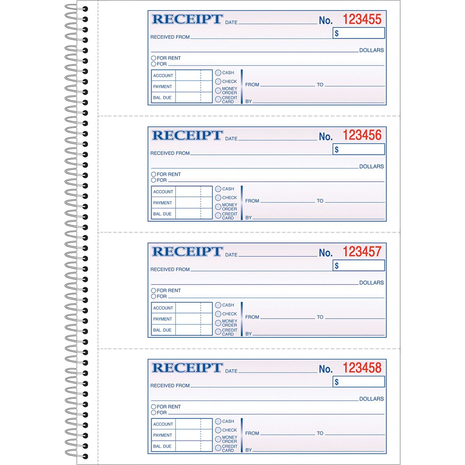 Adams® Carbonless Receipt Book, 3 x 8, 2-Part, 200 Sets/Book (SC1182)