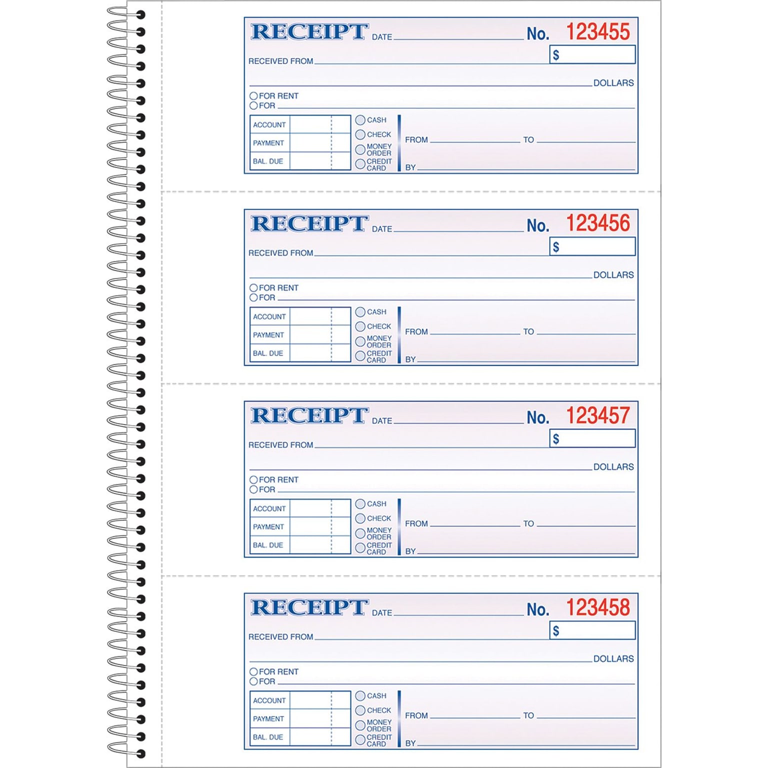 Adams® Carbonless Receipt Book, 3 x 8, 2-Part, 200 Sets/Book (SC1182)