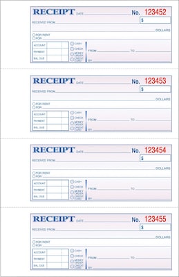 Adams 3-Part Carbonless Receipt Book, 10.88 x 7.63, 100 Sets/Book (TC1182)