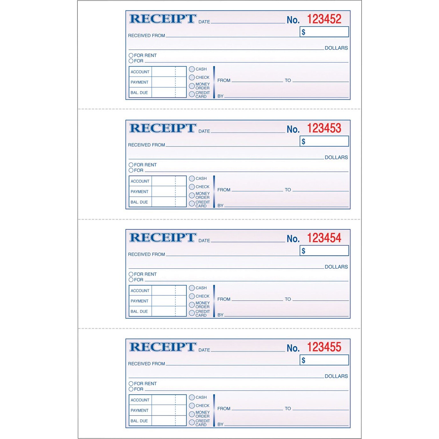 Adams 3-Part Carbonless Receipt Book, 10.88 x 7.63, 100 Sets/Book (TC1182)