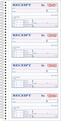 Adams 2-Part Carbonless Receipt Book, 5 x 11, 200 Sets/Book (SC1152)